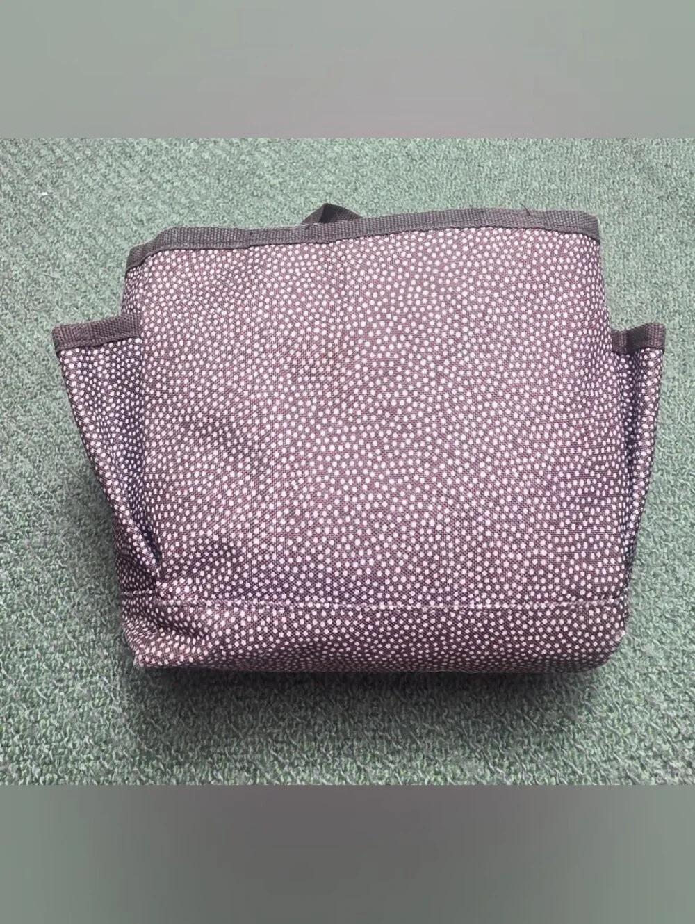 Thirty One 5 pocket mini organizer tote. Brown w/ white pin dots. 11